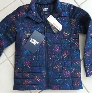 Lands' End Kids' Cosmic Star Puffer Jacket - Navy